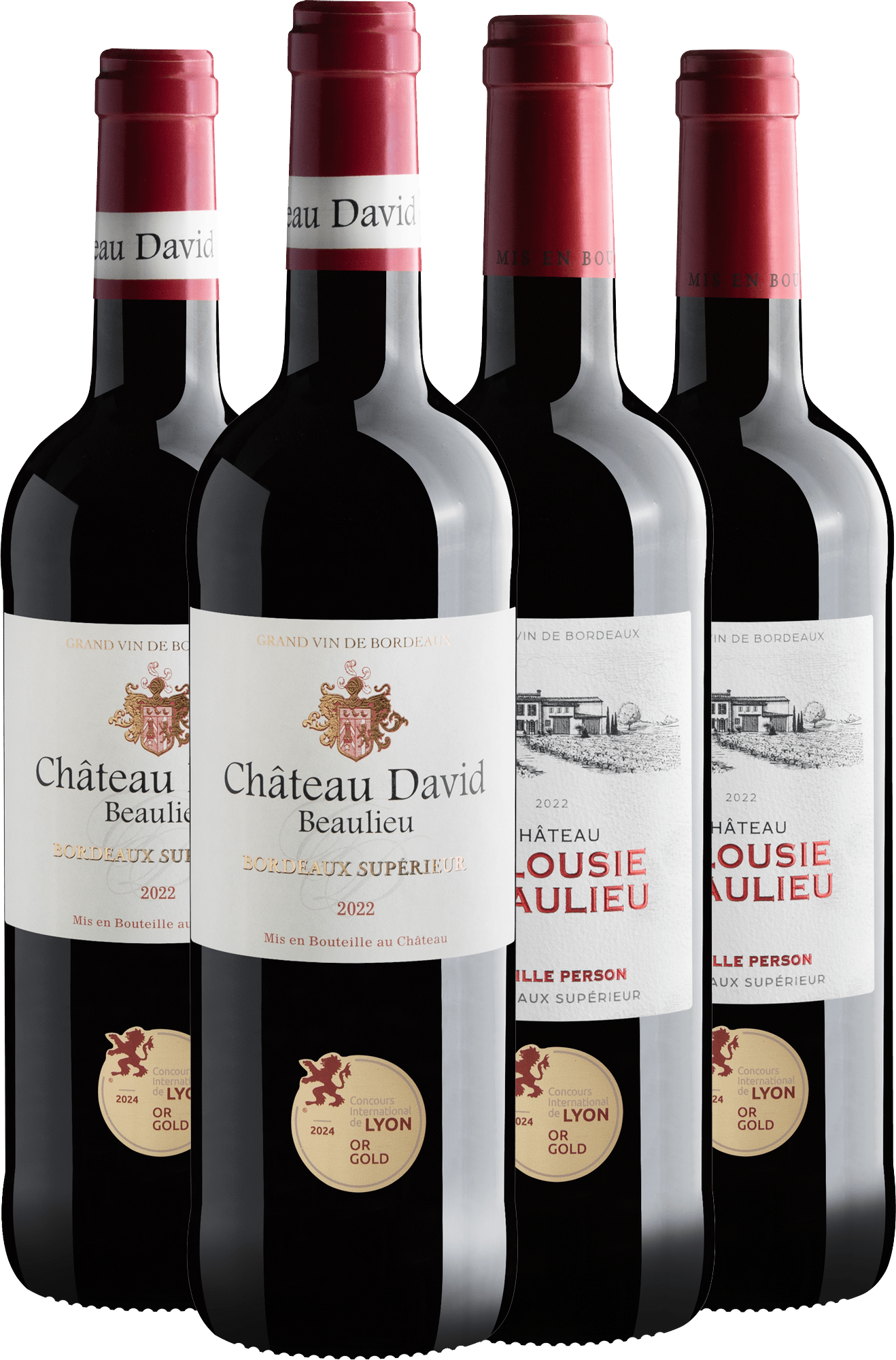 Kit Bordeaux Supérieur | 2 Château Jalousie + 2 Château David por R$84,90 cada garrafa