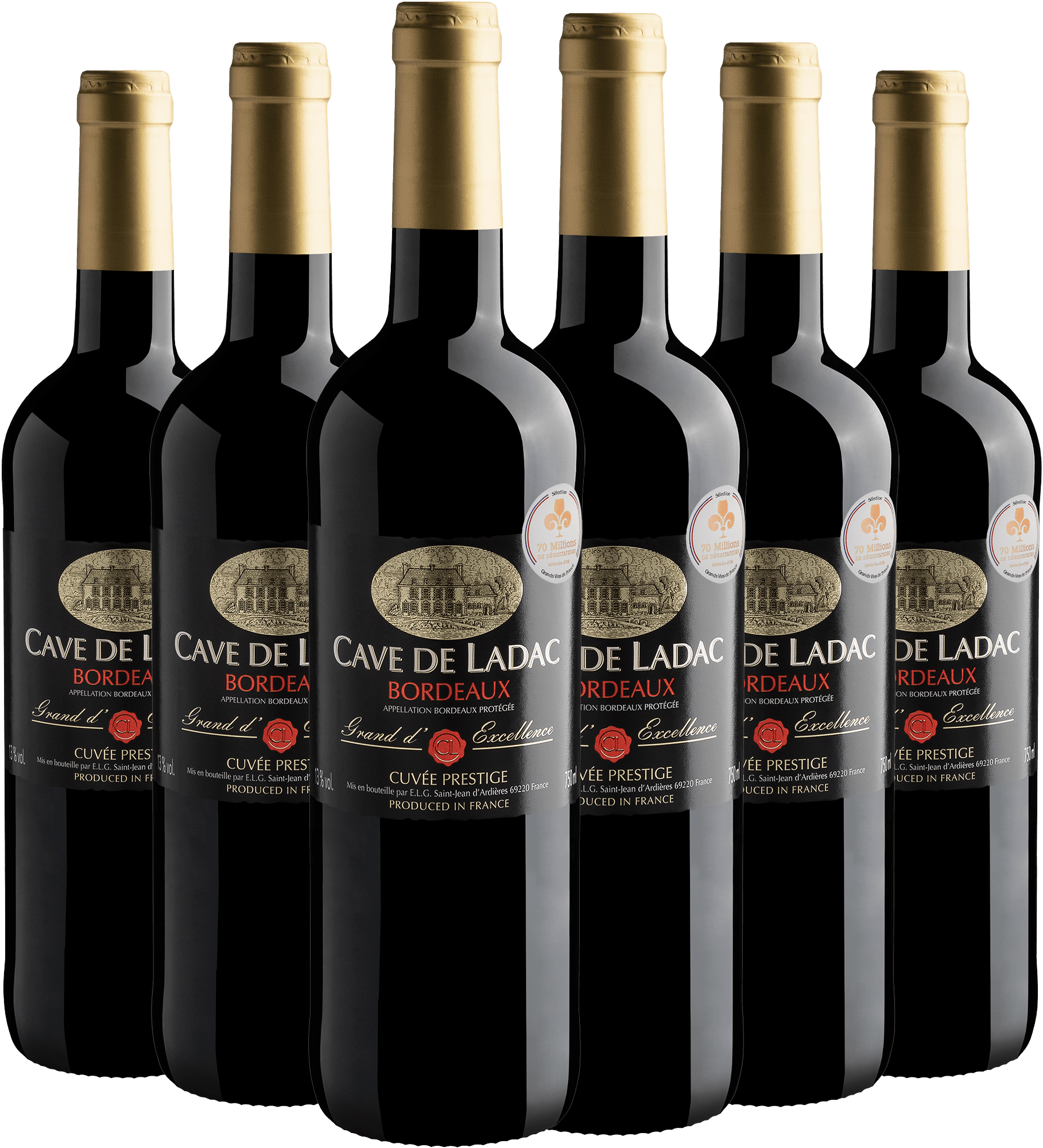 Kit 6 Cave de Ladac Grand d'Excellence Cuvée Prestige Bordeaux AOP