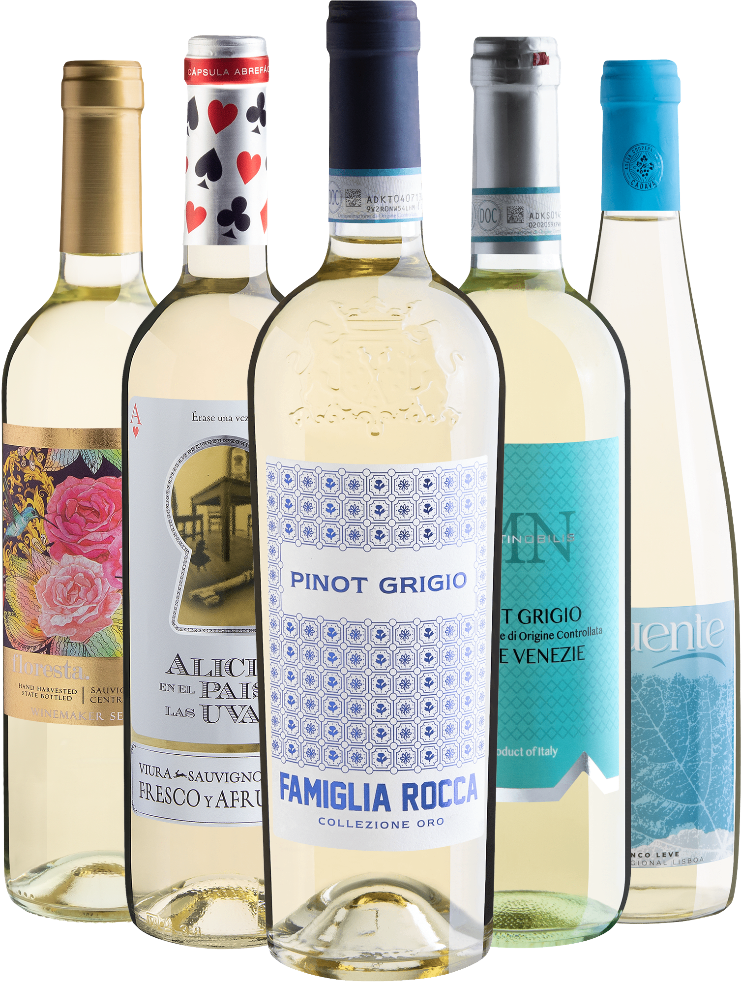 Kit 5 Vinhos Brancos Best Sellers por R$39,90 cada garrafa