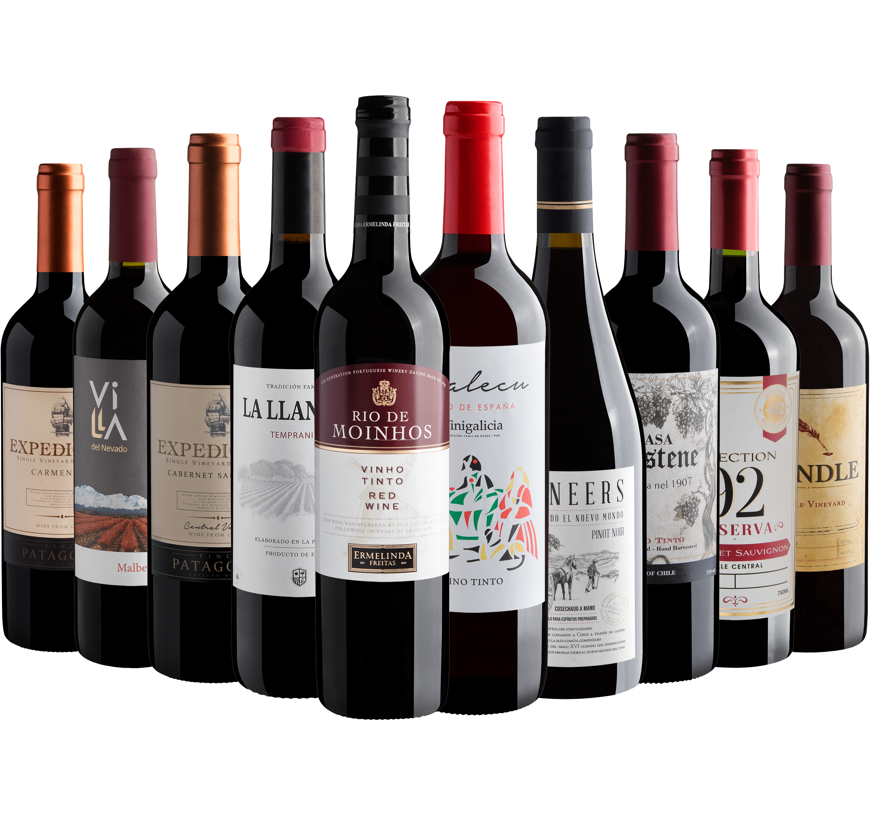 Kit 10 Vinhos com Rio de Moinhos por R$27,90 cada garrafa 