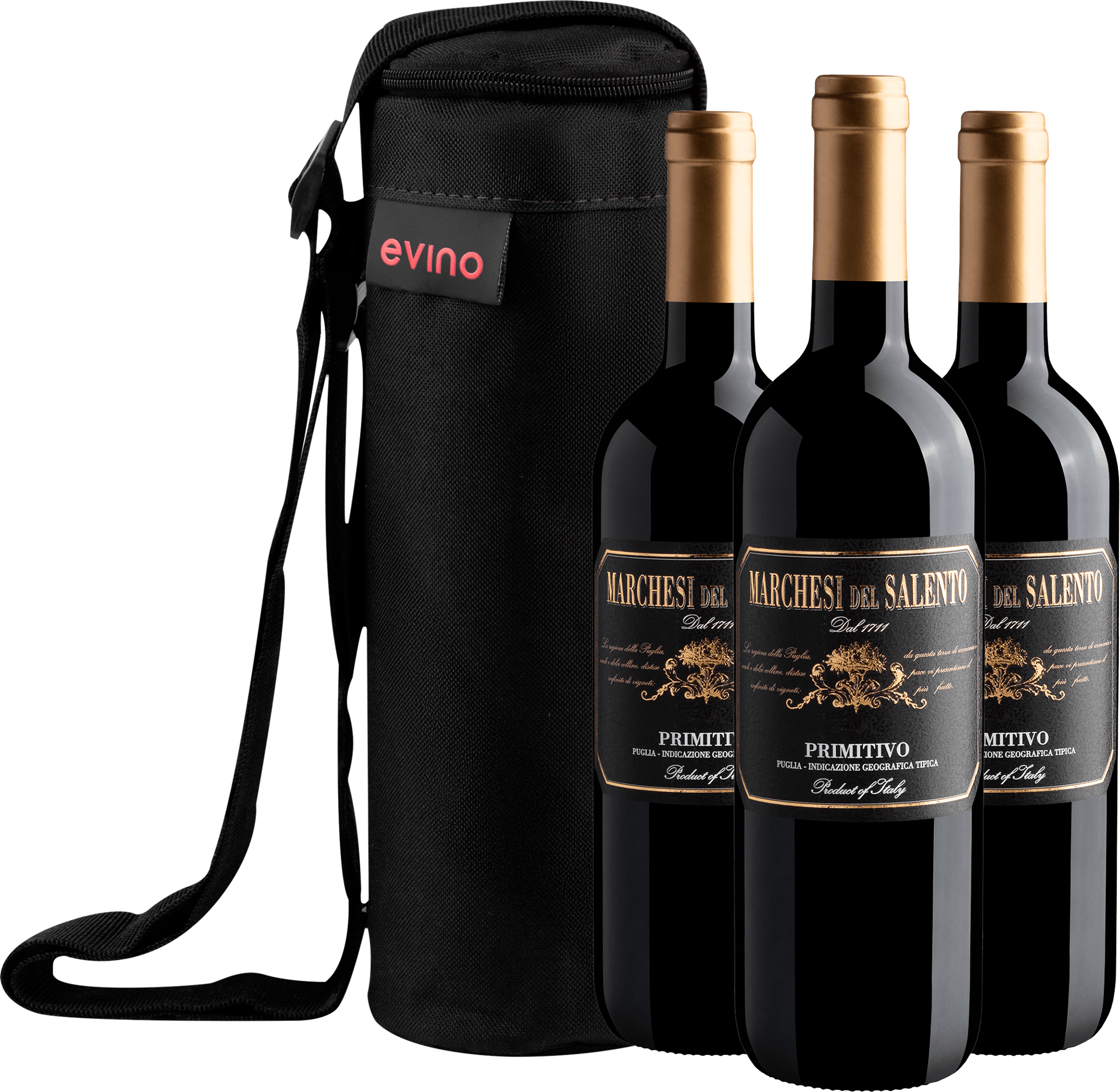 Kit 3 Marchesi del Salento Primitivo Puglia IGT + Bolsa Exclusiva