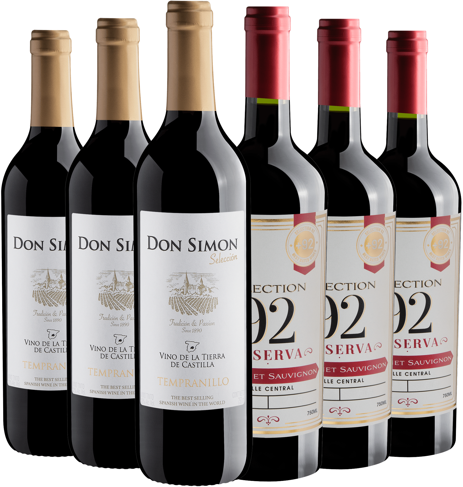 Kit 3 Don Simon Selección + 3 Selection 92 Reserva por R$25,90 cada garrafa*