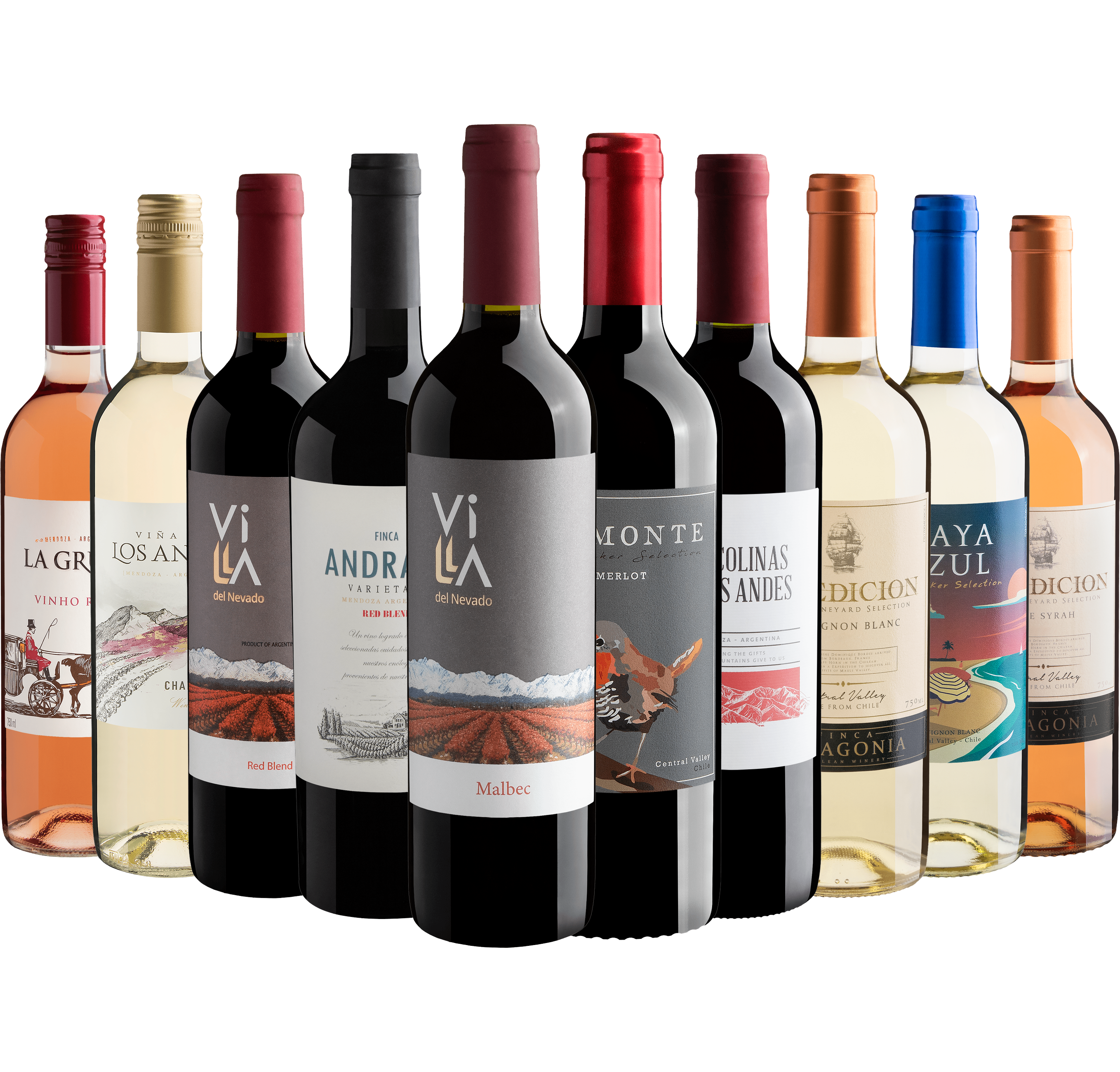 Kit 10 Vinhos por R$26,90 cada garrafa