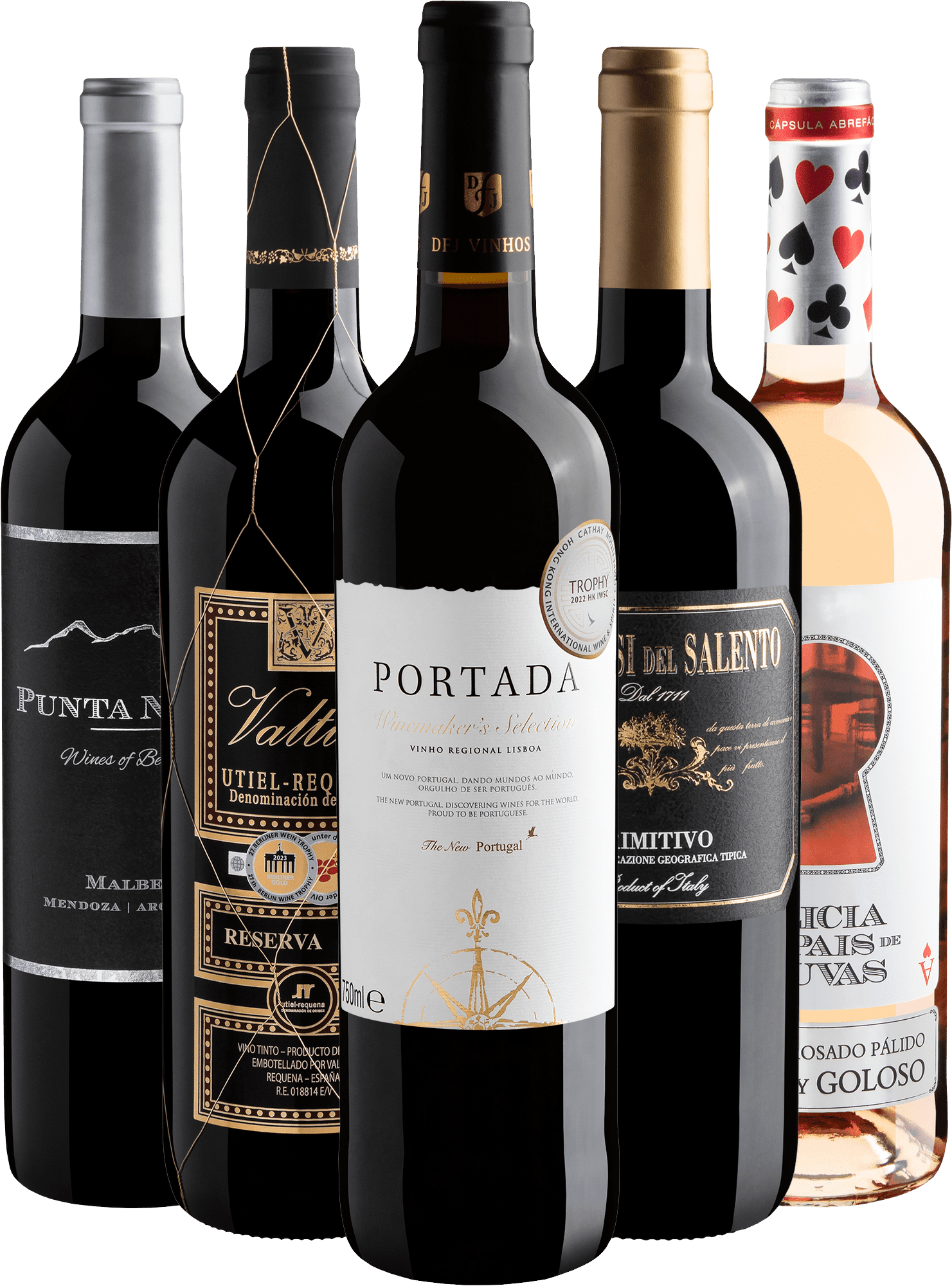 Kit 5 Vinhos Best Sellers por R$43,90 cada garrafa