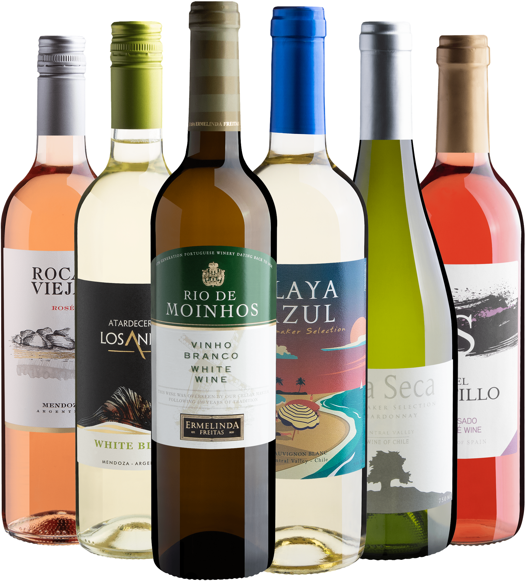 Kit 6 Vinhos Refrescantes com Rio de Moinhos Vinho Branco por R$27,90 cada garrafa