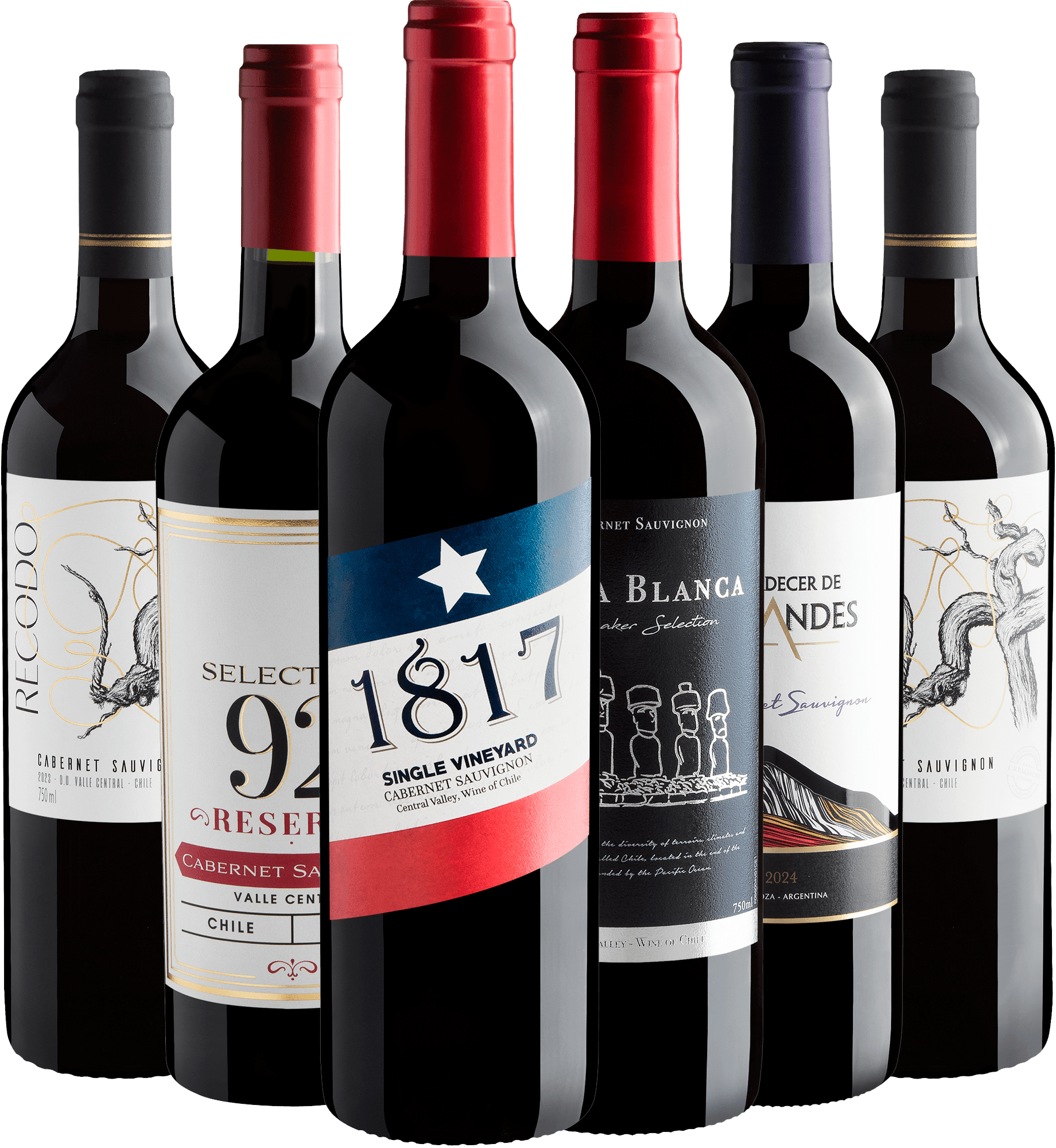 Kit 6 Cabernets Sauvignons por R$28,90 cada garrafa