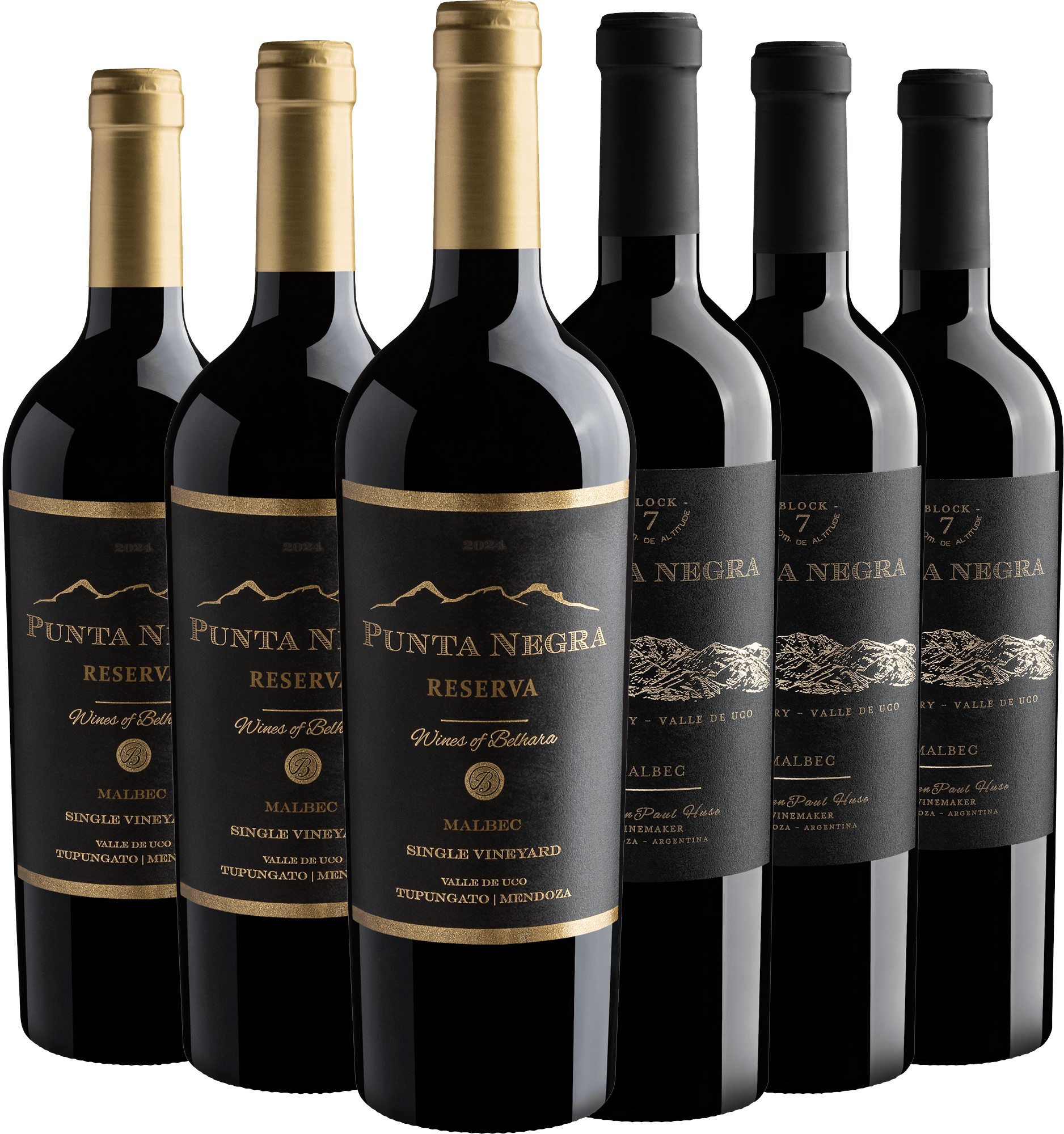 Kit Punta Negra Malbec: 3 Reserva + 3 Block 7