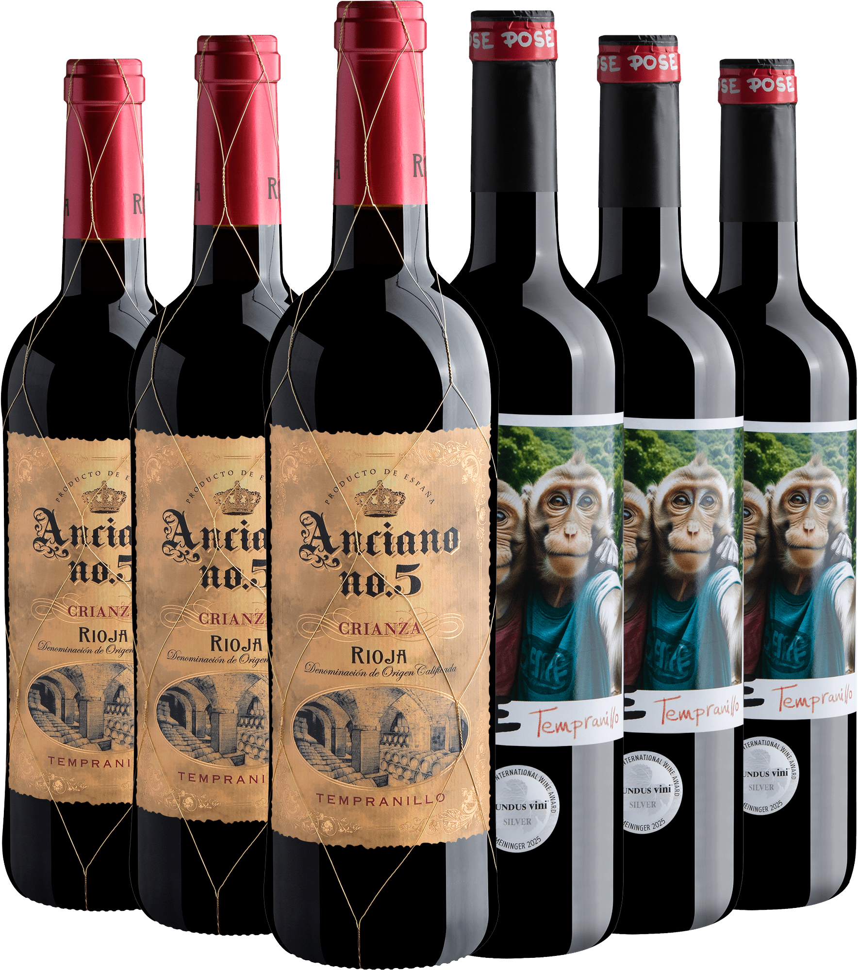 Kit Tempranillos | 3 Anciano no. 5 + 3 Pose Jumilla