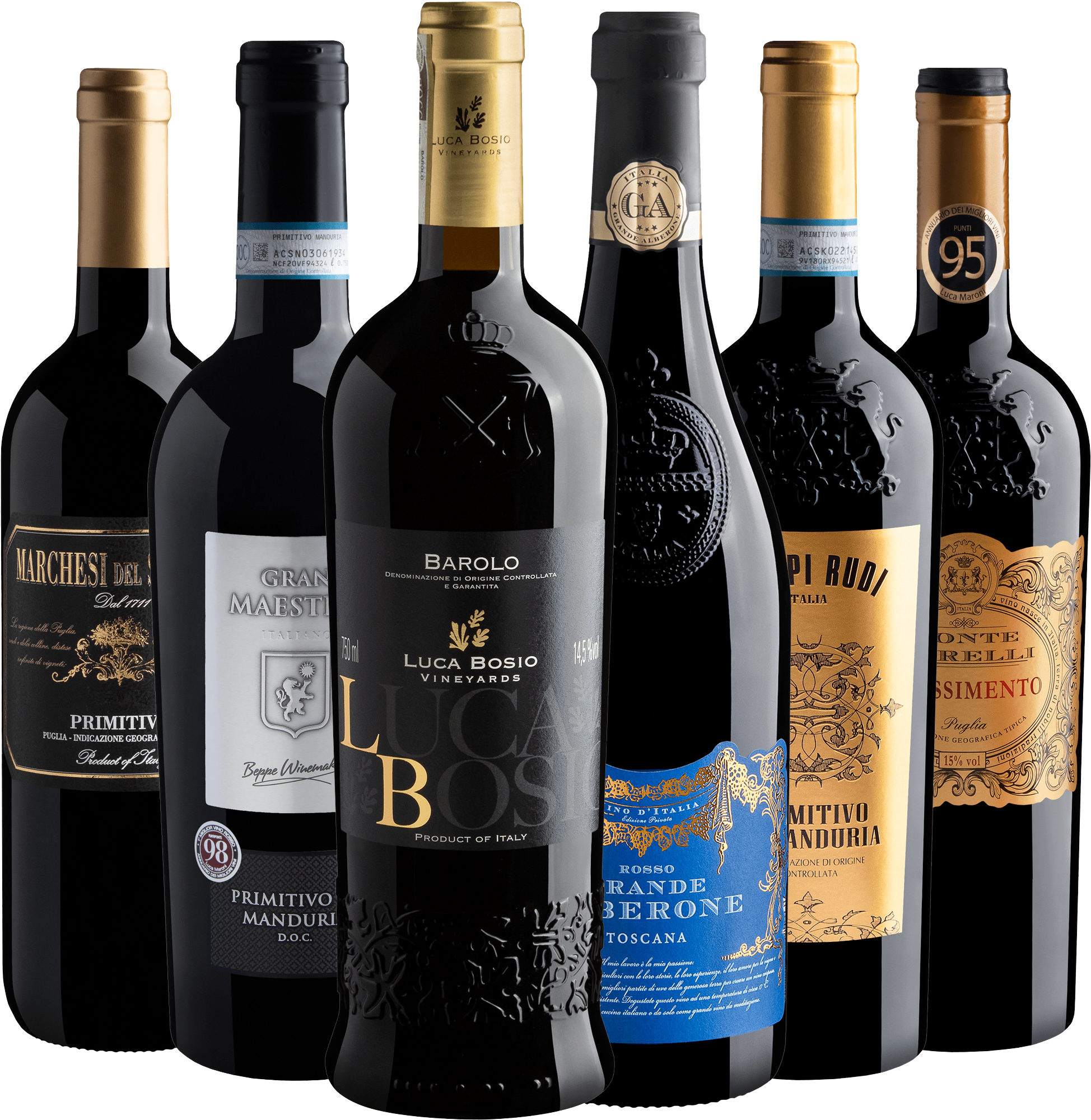 Kit 6 Italianos Premiados com Barolo