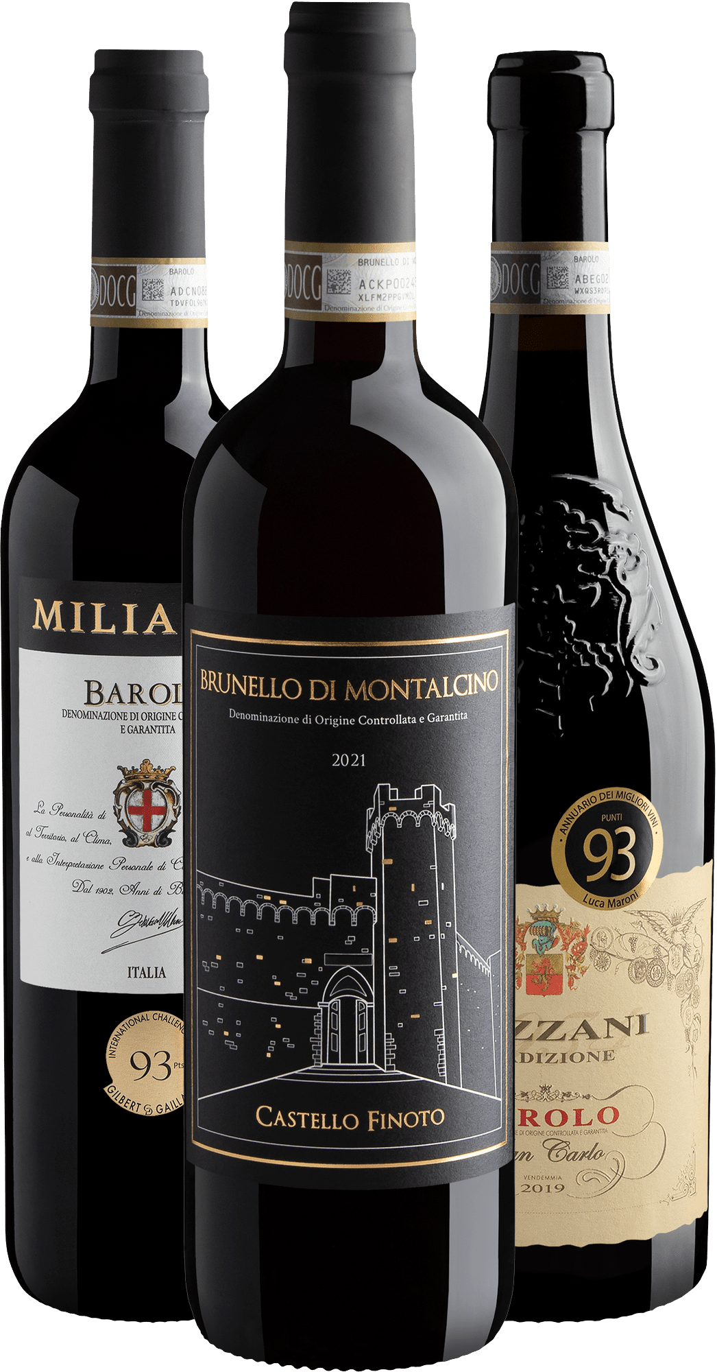 Kit Italianos 93 Pontos | 1 Brunello + 2 Barolo