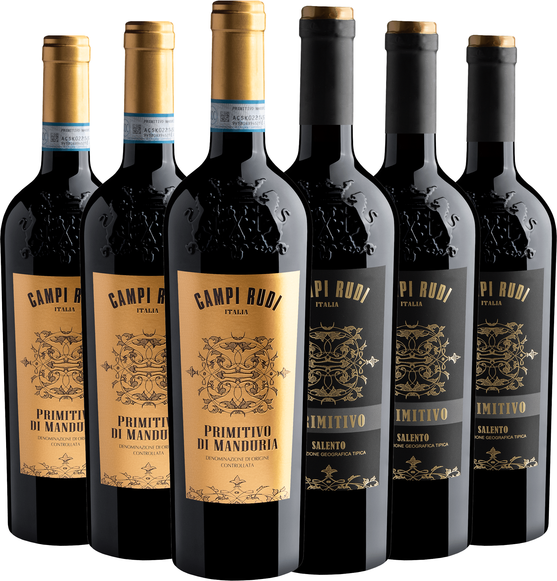 Kit Campi Rudi Primitivo 94+ pontos | 3 Manduria + 3 Salento