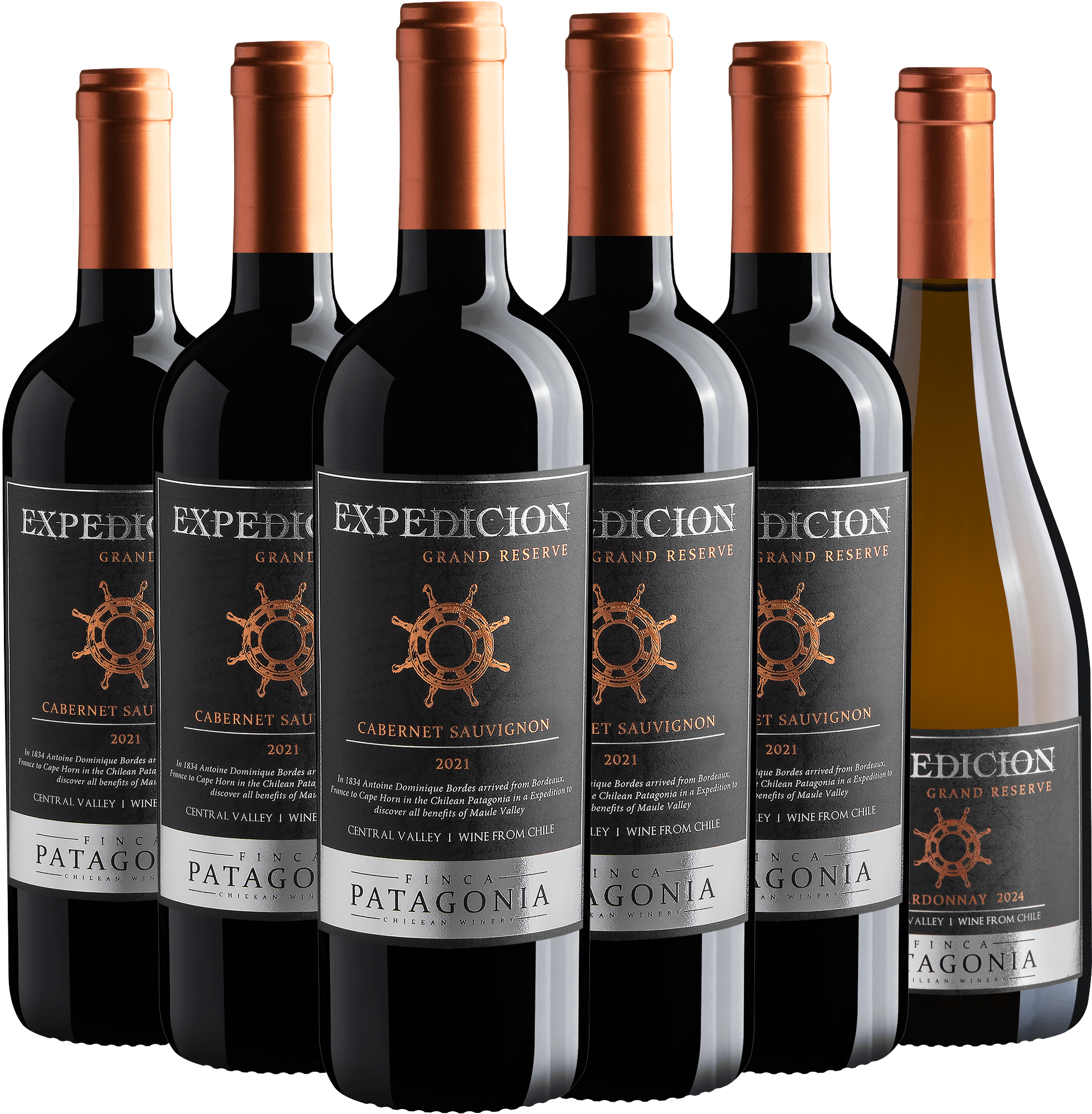 Kit Expedicion Grand Reserve: 5 Cabernet Sauvignon + 1 Chardonnay