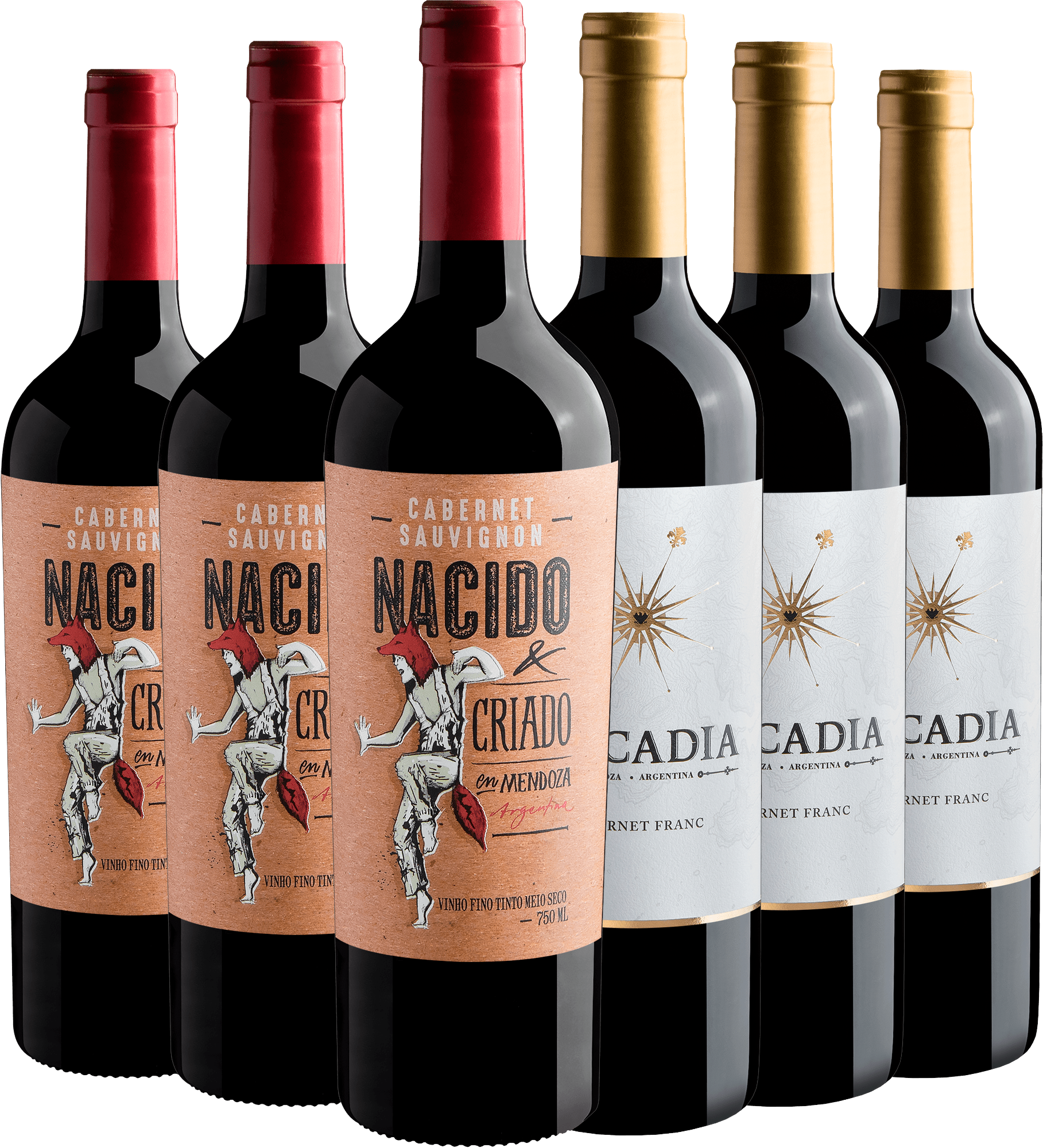 Kit 3 Nacido & Criado Cabernet Sauvignon + 3 Arcadia Cabernet Franc