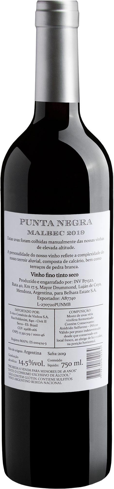 Punta Negra Wines of Belhara Malbec 2019 2