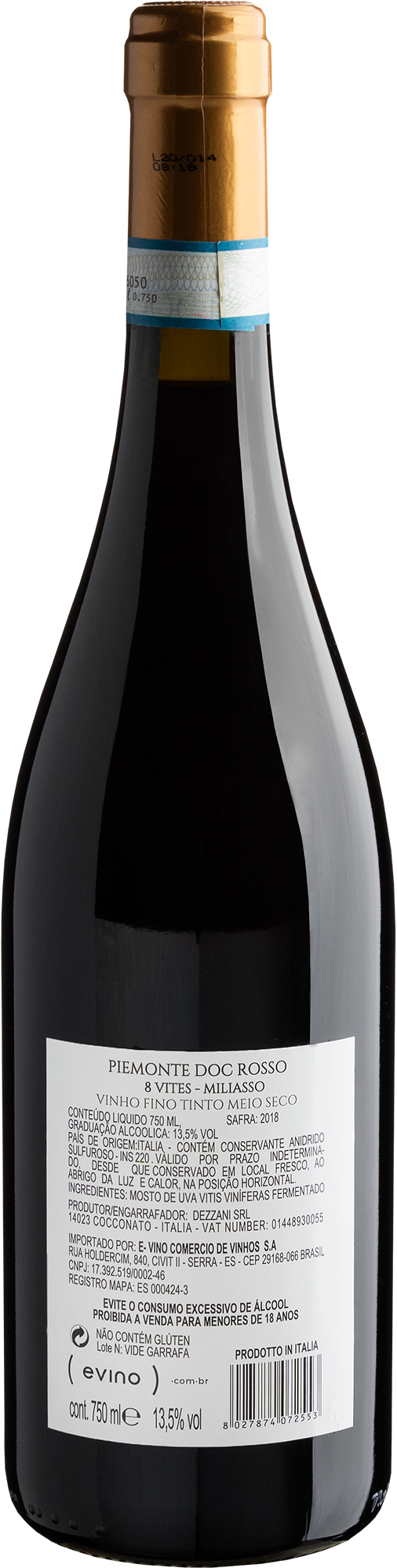 Miliasso 8 Vites Rosso Piemonte DOC 2018 2