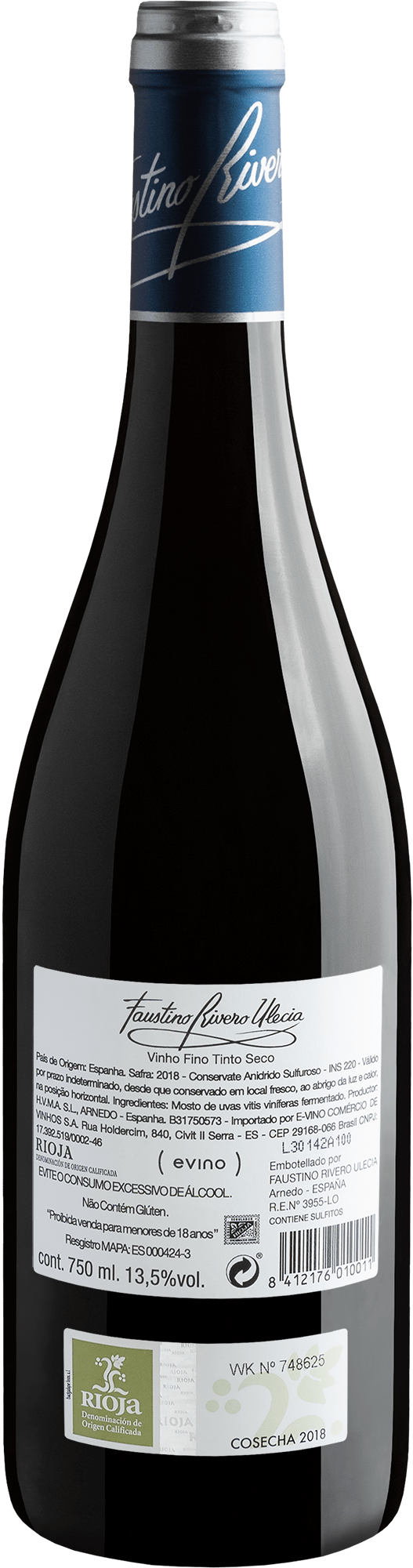 Faustino Rivero Ulecia Tempranillo Rioja DOCa 2018 2