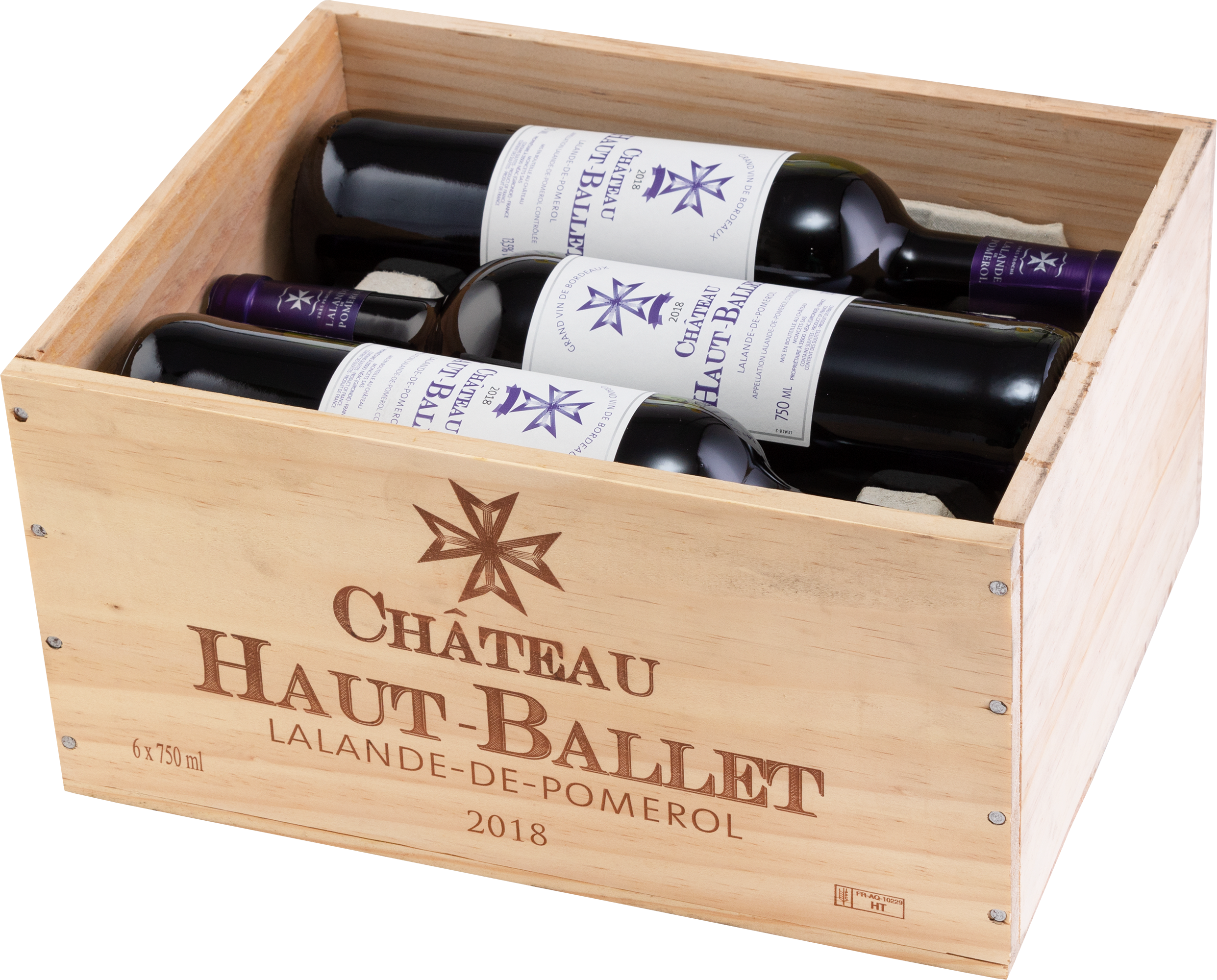 Caixas de Madeira - Chateau Haut-Ballet Lalande de Pomerol 2018