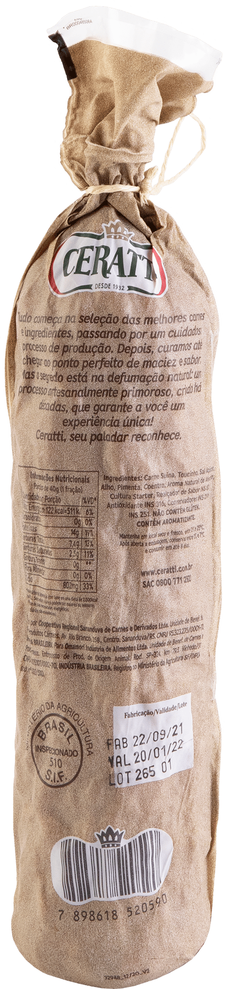 Salame Tipo Italiano Defumado Ceratti - 590g 2