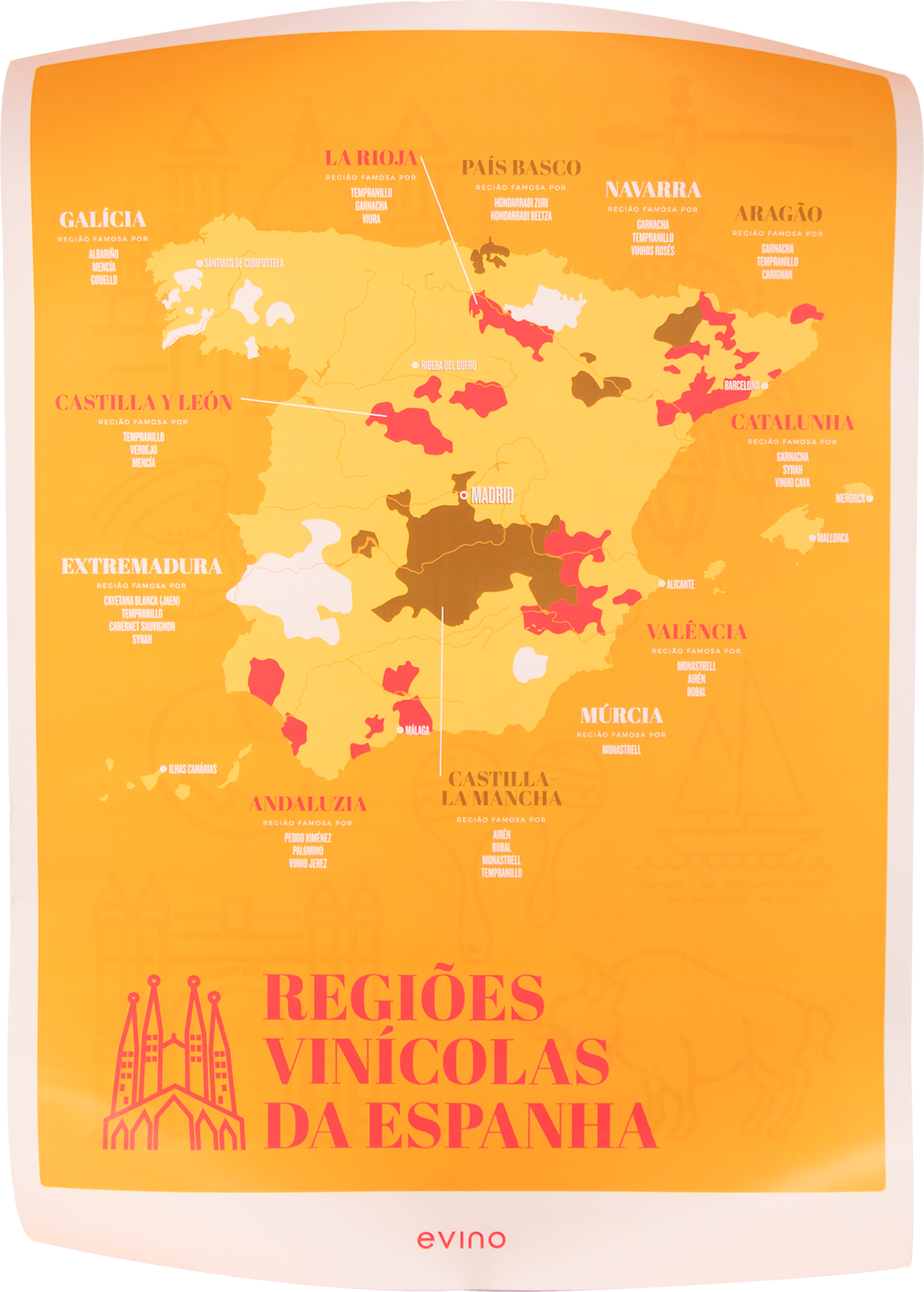 Pôster Regiões Vinícolas da Espanha