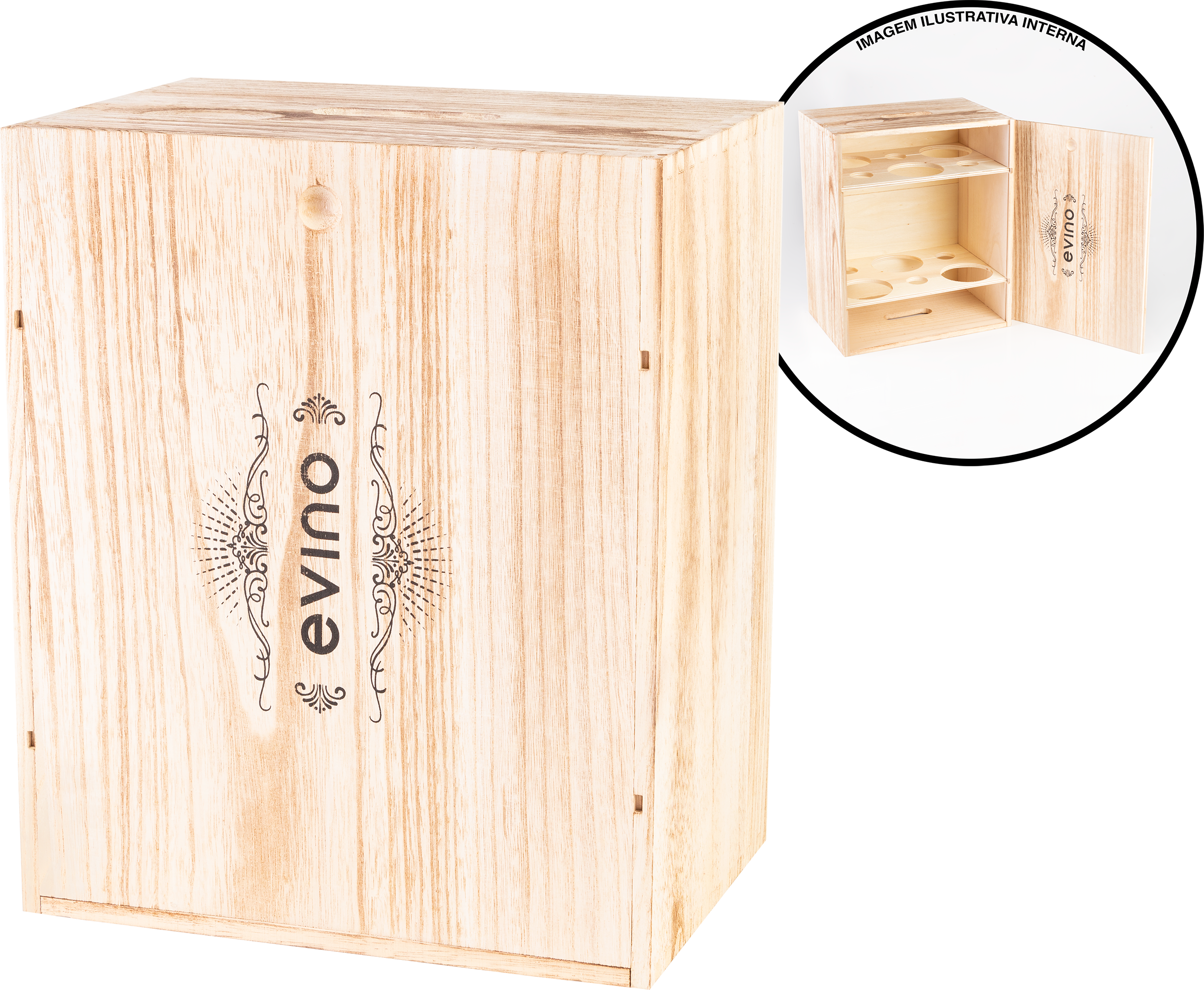 Caixa de Madeira Para 6 Garrafas Exclusivo Evino