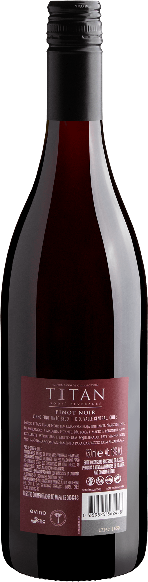 Titan God's Beverages Winemaker’s Collection Pinot Noir Valle Central D.O. 2022 2