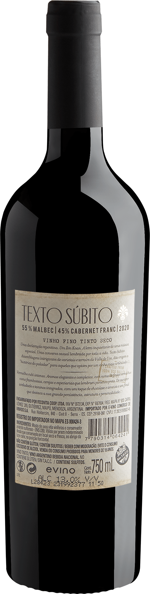 Texto Súbito Blend Malbec-Cabernet Franc 2020 2
