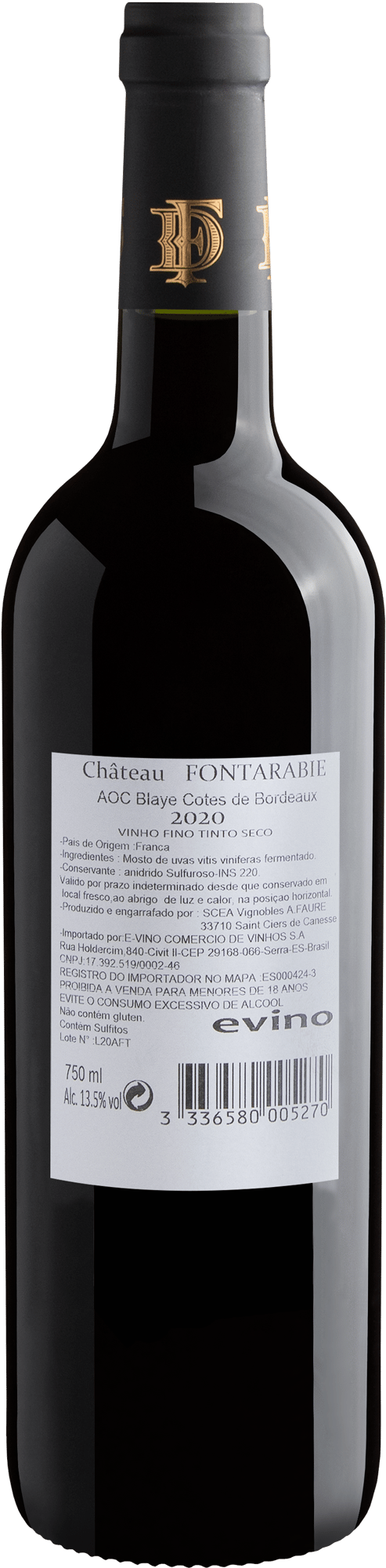 Château Fontarabie Blaye Côtes de Bordeaux AOC 2020 2