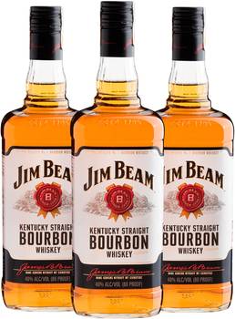 Kit 3 Jim Beam White Kentucky Straight Bourbon Whisky - 1L cada